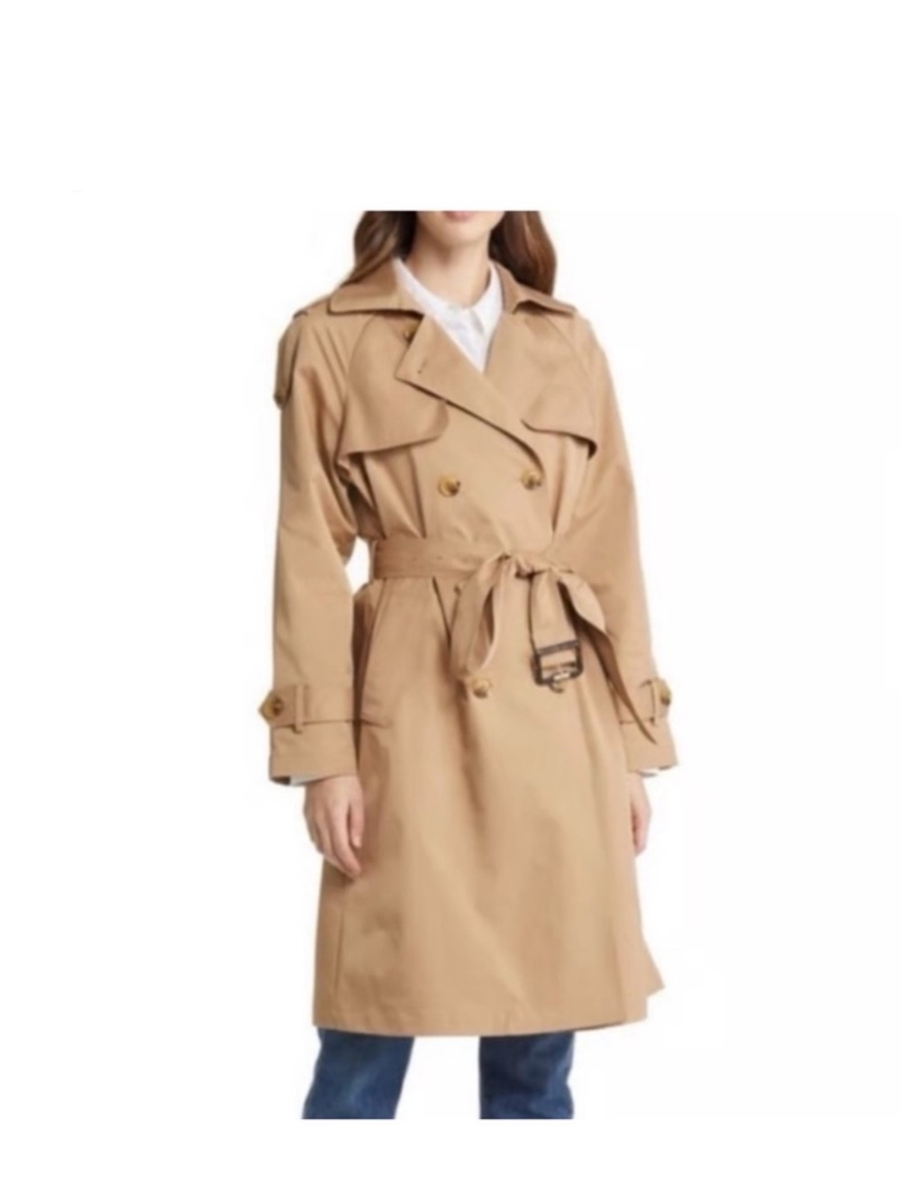 Classic Women's Tan Trench Coat with Belt BCBG Maxazria